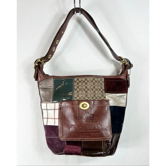 Vtg Coach Bleeker patchwork leather hobo bag 11356 suede signature logo Y2K - Picture 7 of 16